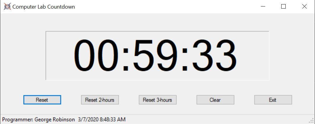 Computer Lab Countdown program running.