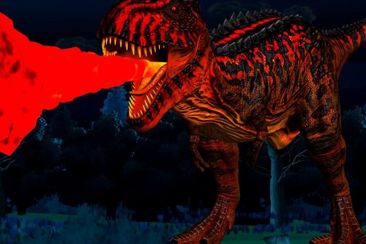 Fire-breathing red dragon known as the Tyrannosaurus Rex